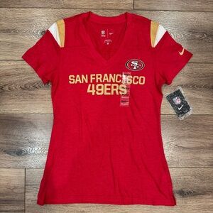 ⭐️NWT⭐️ Nike San Francisco 49ers Women's Red and Gold V-neck Tee, 608755